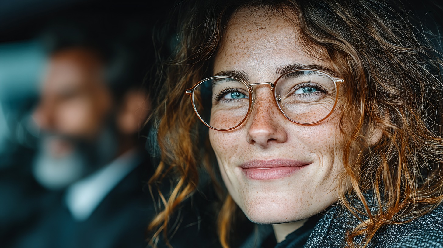 An employee in a rented car